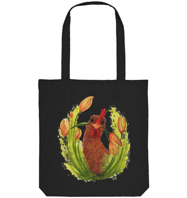 Einkaufstasche – Hühner Blumenliebe